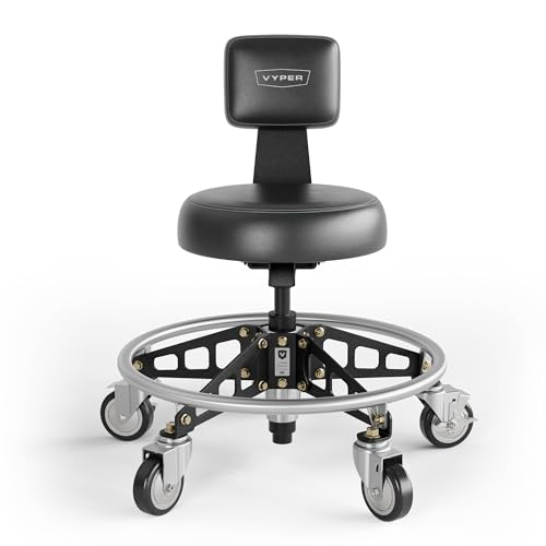 Vyper Elevated Steel Max EZ-Lift Shop Chair with Backrest, Black Legs