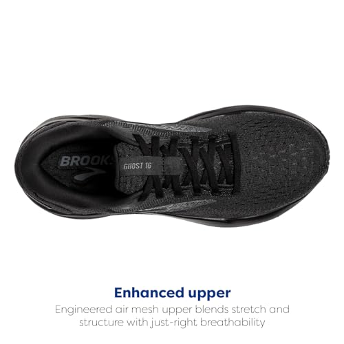 Brooks Women’s Ghost 16 Neutral Running Shoe - Black/Black/Ebony - 10.5 Medium