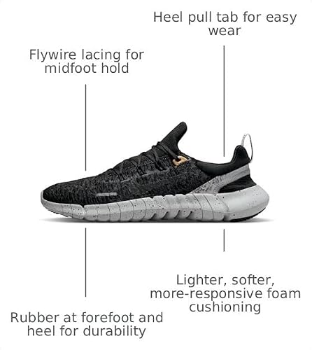 Nike Free RN 5.0 Next Nature Mens Shoes Size 10, Color: Black/Black/Dark Smoke Grey-Black
