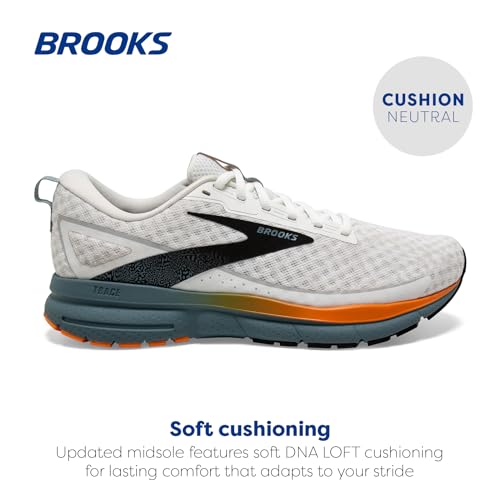 Brooks Men’s Trace 3 Neutral Running Shoe - White/Orange/Goblin Blue - 10 Medium