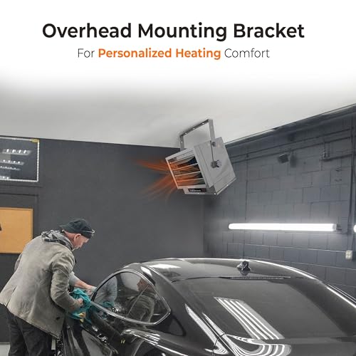 Comfort Zone Hard-Wired Ceiling Mount Garage Space Heater with Remote, 7,500 Watt, 240 Volt, Fan-Forced, Overheat Protection, Digital Thermostat, 12-Hour Timer, Ideal for Garage & Workshop, CZ230ER