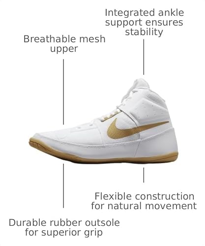 Nike Men's Fury Wrestling Shoe, White | Gold, 8.5 M US