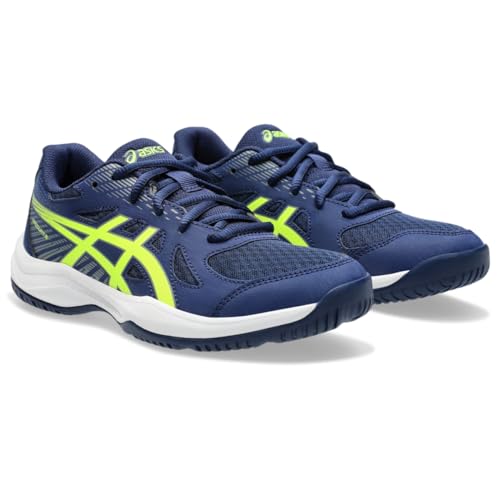 ASICS Kid's Upcourt 6 Grade School Volleyball Shoes, 2, Blue Expanse/Safety Yellow