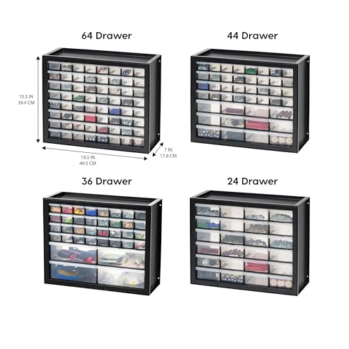 IRIS USA 64-Drawer Screw Organizer, Hardware Storage, Made in USA, Black
