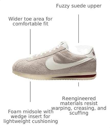 Nike Cortez SE Suede Men's Shoes (HF3142-001, College Grey/Dark Team Red/Coconut Milk/Sail) Size 11.5