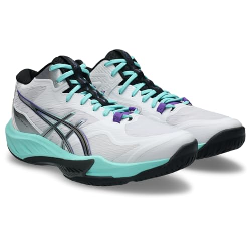 ASICS Men's Sky Elite FF MT 4 Volleyball Shoes, 10.5, White/Radiant Amethyst