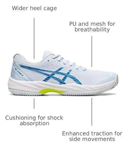 ASICS Women's Gel-Game 9 Clay/OC Tennis Shoes, Sky/Reborn Ii Blue 8.5 Medium