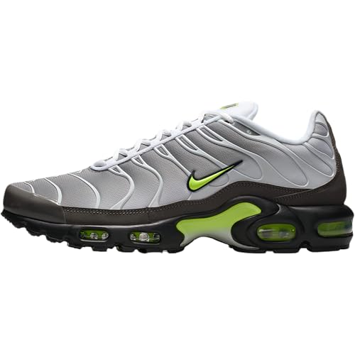 Nike Air Max Plus Men's Shoes (White/Pearl Grey/Black/Neon Yellow) Size 13