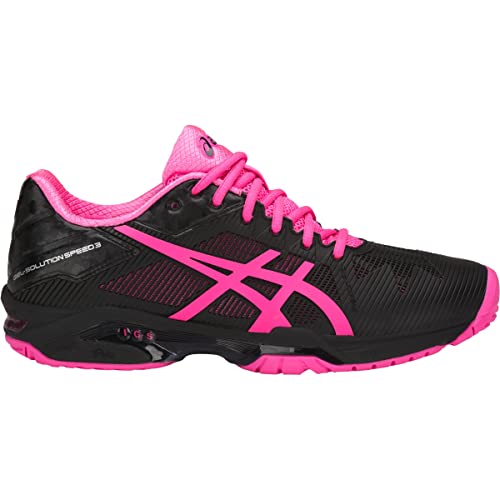 ASICS Womens Gel-Solution Speed 3 Sneaker, Black/Hot Pink/Silver, Size 8