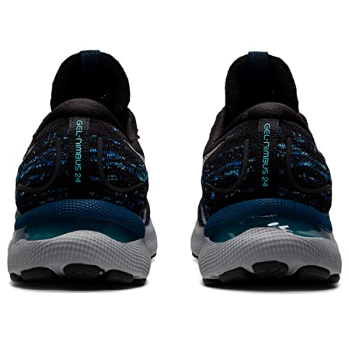 ASICS Men's Gel-Nimbus 24 Mesh Knit Running Shoes, 7, Black/MAKO Blue