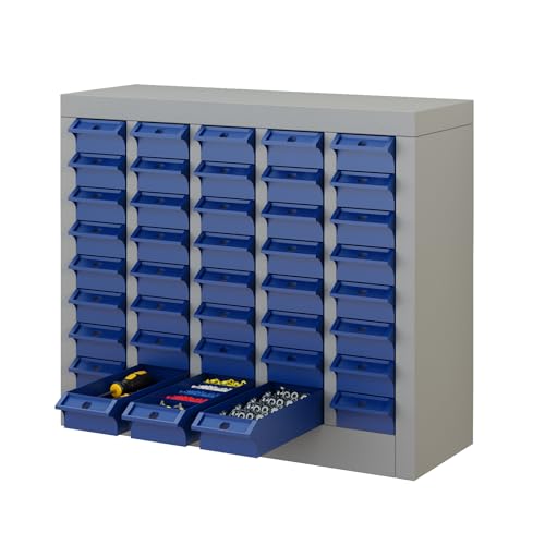 Hymula 40-Drawer Parts Storage Cabinet – Multi-Purpose Organizer for Screws, Bolts, Nails, Craft Supplies, Legos, Makeup & Tools – Compact Plastic Drawer Unit for Garage, Workshop, Classroom & Home