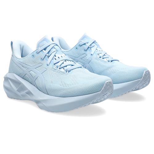 ASICS Womens Novablast 5 Lite-Show Running Shoes, LITE-SHOW/LIGHT BLUE, 8