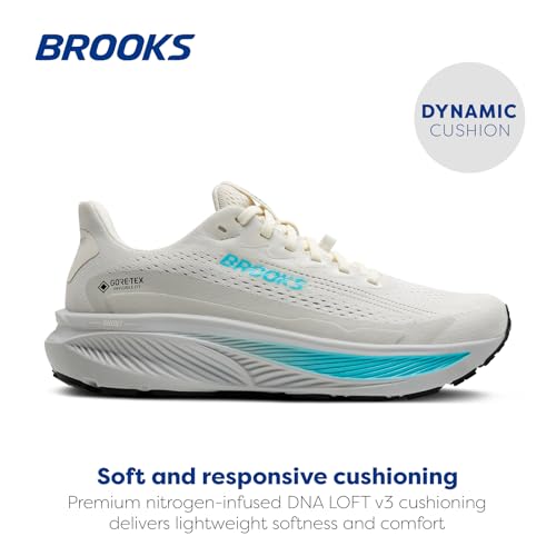 Brooks Women’s Ghost 17 GTX Waterproof Supportive Running & Walking Shoe - Coconut/Oyster/Blue - 6.5 Medium