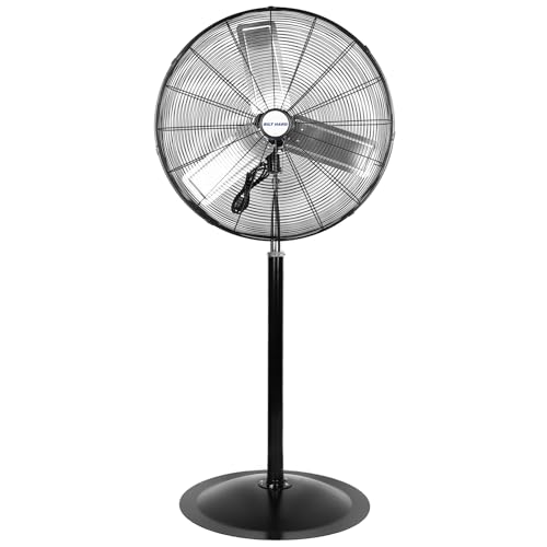 BILT HARD 24" High Velocity Pedestal Oscillating Fan, 6450 CFM 3-Speed Industrial Floor Fan with Adjustable Height, Metal Shop Fan with Aluminum Blades for Commercial, and Garage
