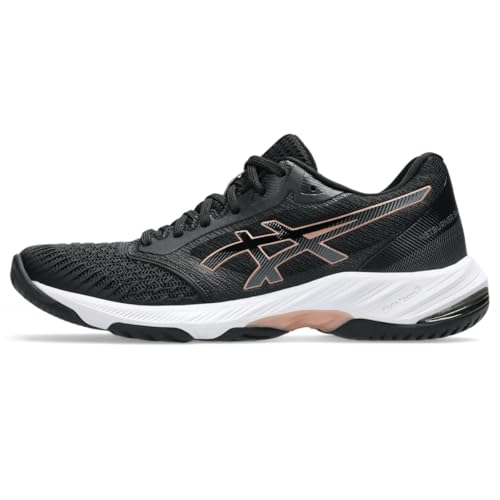 ASICS Women's Netburner Ballistic FlyteFoam 3 VolleyballShoes, 8, Black/Rose Gold