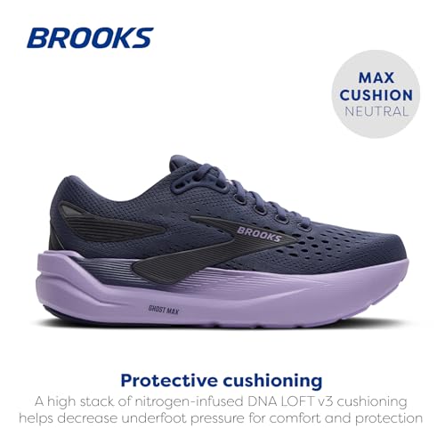 Brooks Women’s Ghost Max 3 Neutral Running & Walking Shoe - Nighshadow/Ebony/Purple - 11 Medium