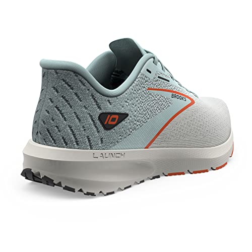 Brooks Men’s Launch 10 Neutral Running Shoe - Coconut/Skylight/Red Orange - 10.5 Medium