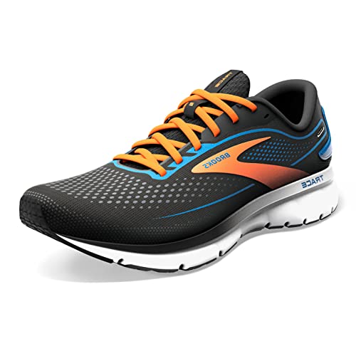 Brooks Men’s Trace 2 Neutral Running Shoe - Black/Classic Blue/Orange - 11.5 Medium