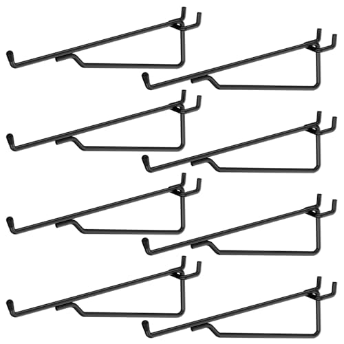INCLY 8 Pack 8" Pegboard Shelf Hooks, 1/4" Peg Board Organizer Accessory