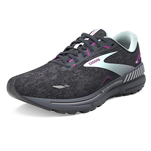 Brooks Women’s Adrenaline GTS 23 Supportive Running Shoe - Black/Light Blue/Purple - 8 Medium