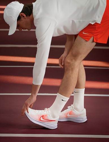 Nike Men's Run Defy Road Running Shoes, Summit White/Bright Crimson-Turf Orange, 9