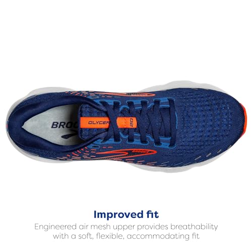 Brooks Men's Glycerin 20 Neutral Running Shoe - Blue Depths/Palace Blue/Orange - 10 Medium