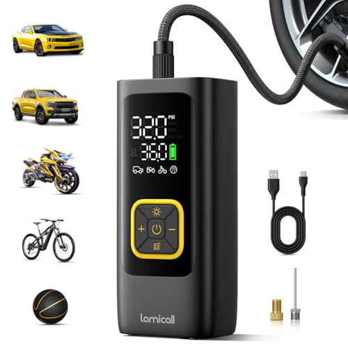 Lamicall Car Tire Inflator Portable Air Compressor, 4X Faster, 150 PSI