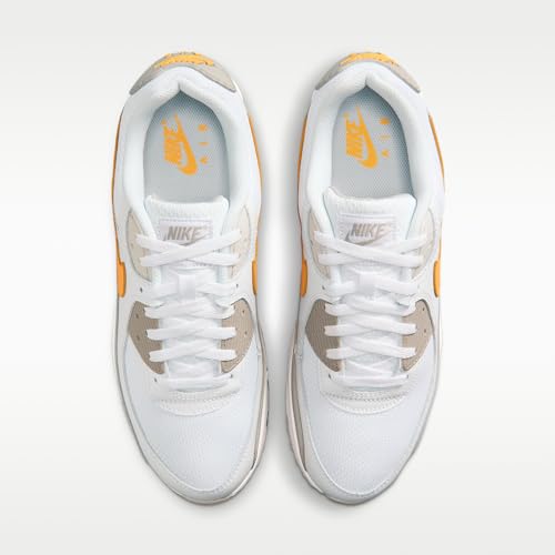 Nike Air Max 90 Men's Shoes (White/College Gray/Burst Gray/Laser Orange) Size 9
