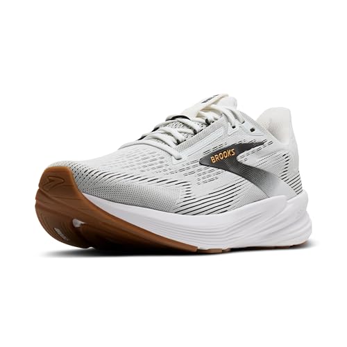 Brooks Men’s Revel 8 Neutral Running & Walking Shoe - White/Black/Oak Buff - 10.5 Medium