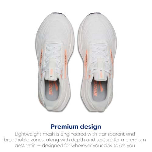Brooks Women’s Revel 9 Neutral Running & Walking Shoe - White/Cyber Peach/Purple - 9.5 Medium