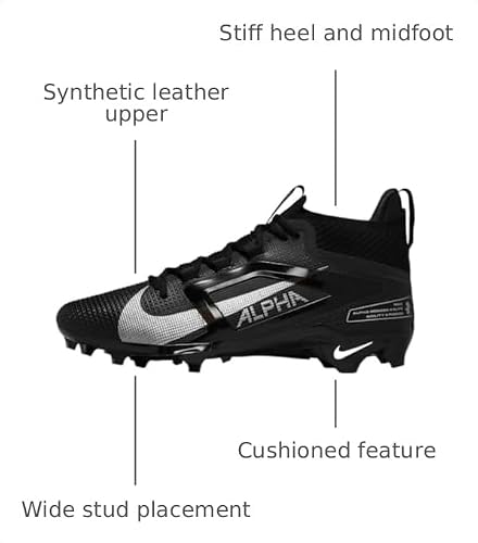 Nike Alpha Menace 4 Elite Football Cleats (FD7036-002, Black/Metallic Silver) Size 7
