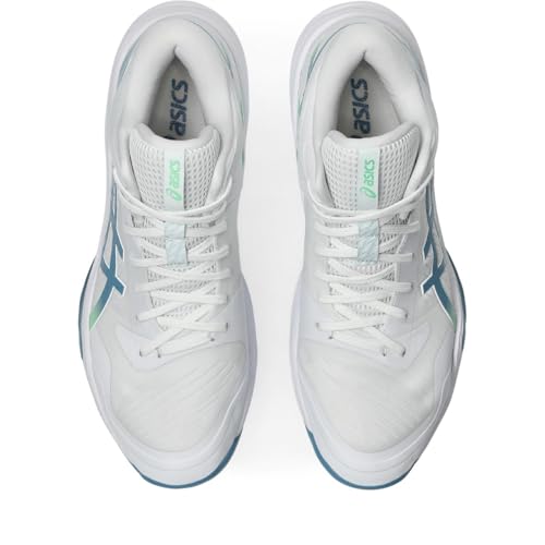 ASICS Men's Gel-Tactic 12Sneaker, White Saba Blue, 8.5 US