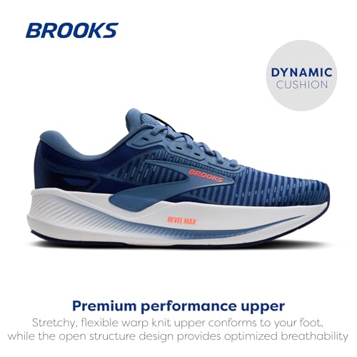 Brooks Men’s Revel Max Neutral Running & Walking Shoe - Beacon Blue/Moonlight/Orange - 10.5 Medium