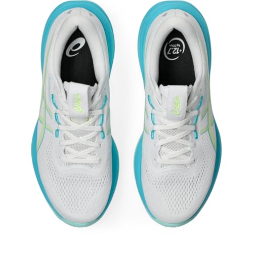 ASICS Women's Gel-Cumulus 28 Running Shoes, 8, White/Energy Aqua