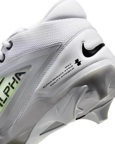Nike Alpha Menace 4 Pro Football Cleats White/Metallic Silver/Photon Dust/Black FD7037-100 Size 11.5 US Men's