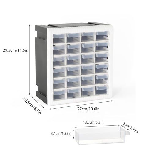 Gonice Craft Cabinet Organizer, 24 Drawer Plastic Parts Cabinet, Tool Storage Box for Screws, Nuts and Small Parts