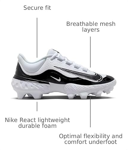 NIKE Alpha Huarache Elite 4 Low MCS Mens FD6255-101 (White/Black-), Size 12
