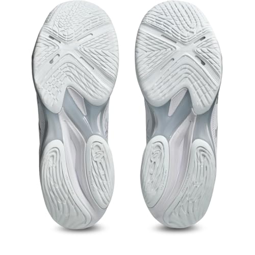 ASICS Women's Netburner Ballistic FlyteFoam Mid Top 4 Volleyball Shoes, 8, White/Pure Silver