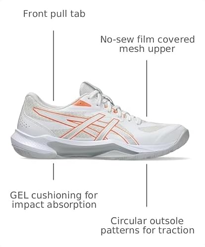 ASICS Women's Gel-Tactic 13 Volleyball Shoes, 8.5, White/Vivid Coral
