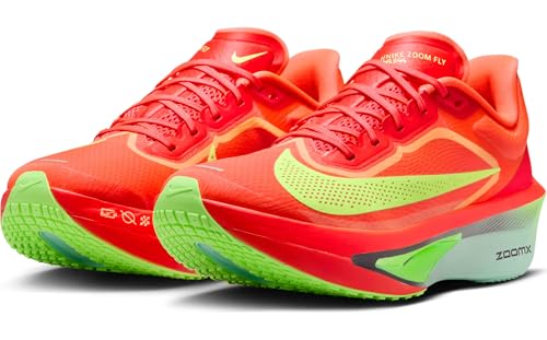 Nike Zoom Fly 6 Women's Road Racing Shoes (FN8455-601, Bright Crimson/Lime Blast/Mint Foam/Cave Purple) Size