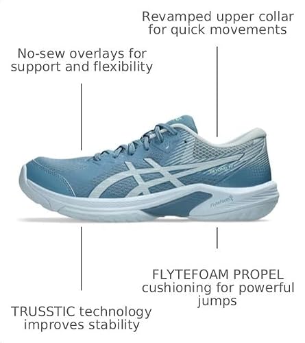 ASICS Men's Beyond FlyteFoam Volleyball Shoes, 10.5, SABA Blue/Cool Grey