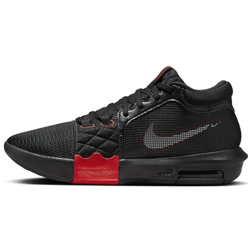 Nike Men's Lebron Witness VIII Basketball Shoes, Black Red 005, 10.5 US