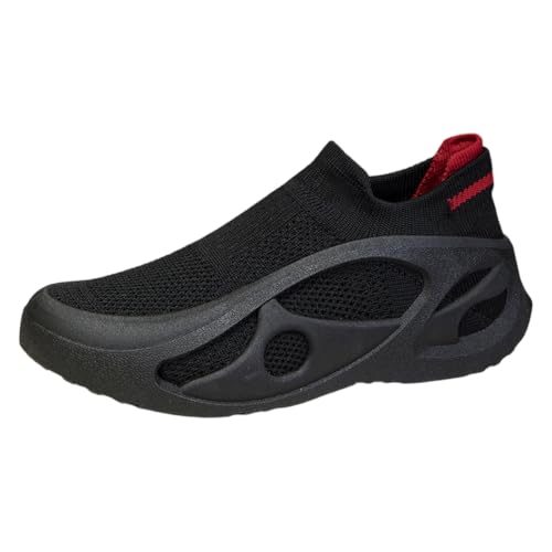 IWIHMIV Running Shoes Men Non Slip Lightweight Walking Sneakers Comfortable Soft Soled Athletic Workout Shoes（Black,9