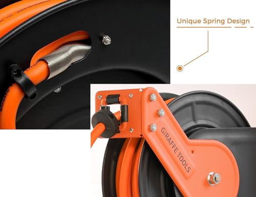 Giraffe Tools Retractable Air Hose Reel 50ft with Swivel Bracket 3/8"