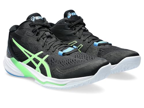 ASICS Men's Sky Elite FlyteFoam Mid Top 2 Volleyball Shoes, 8, Black/Lime Burst