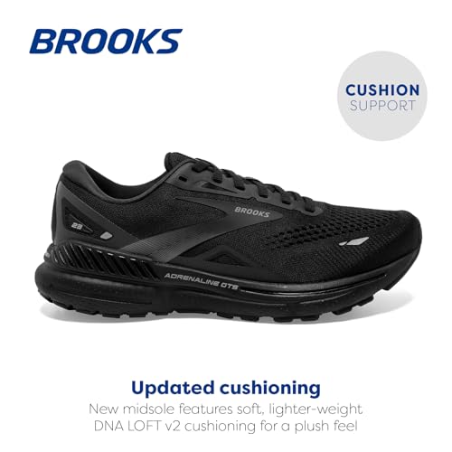 Brooks Women’s Adrenaline GTS 23 Supportive Running Shoe - Black/Black/Ebony - 6 Medium