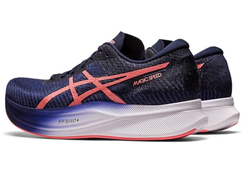 ASICS Women's Magic Speed 2 Running Shoes, 6, Indigo Blue/Papaya