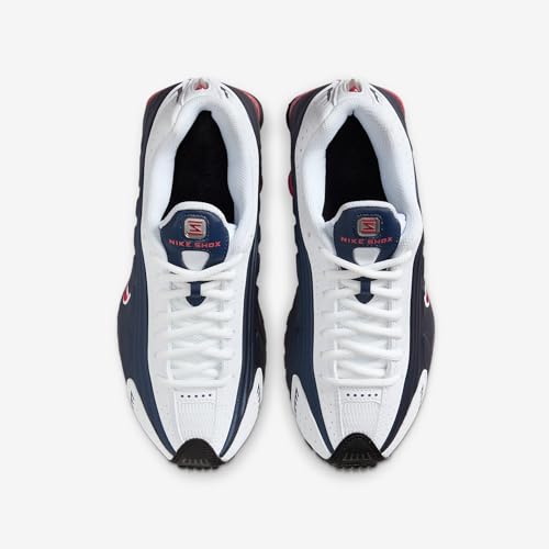 Nike Shox R4 Big Kids' Shoes (Midnight Navy/White/Metallic Silver/Gym Red) Size 7