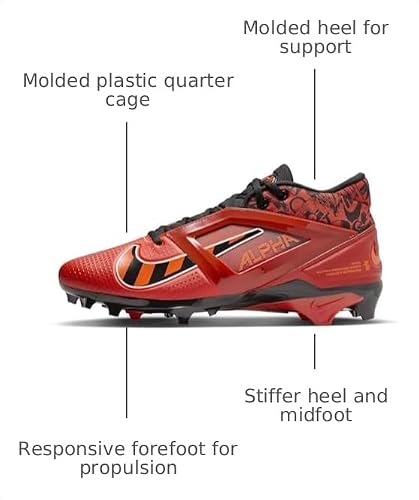 Nike Alpha Menace 4 Pro NRG Football Cleats (FQ3984-600, Picante Red/Bright Mandarin/Dragon Red/Black) Size 12