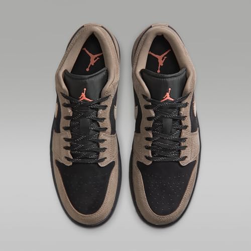 Air Jordan 1 Low SE Men's Shoes (Black/Light Wild Mango/Olive Grey) Size 10